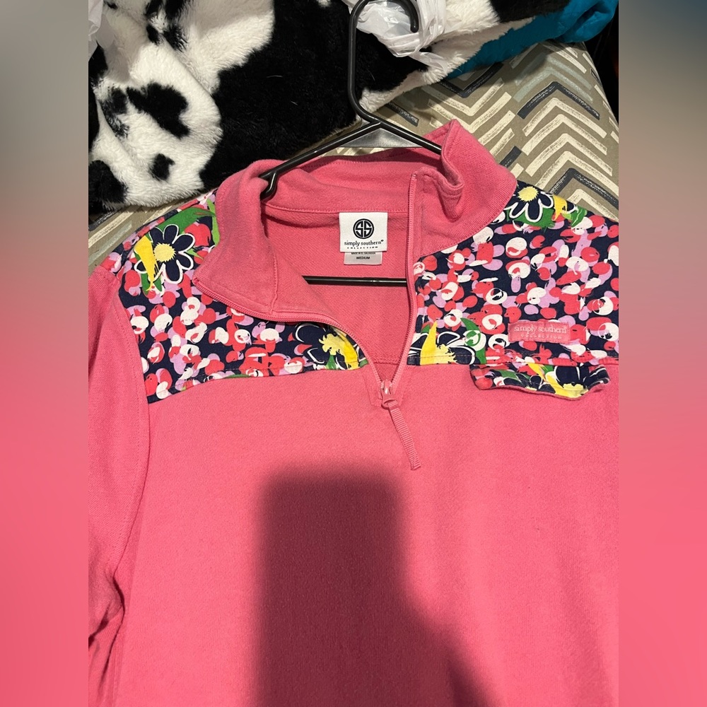1/3 Zip Pink Simple Southern Sweater